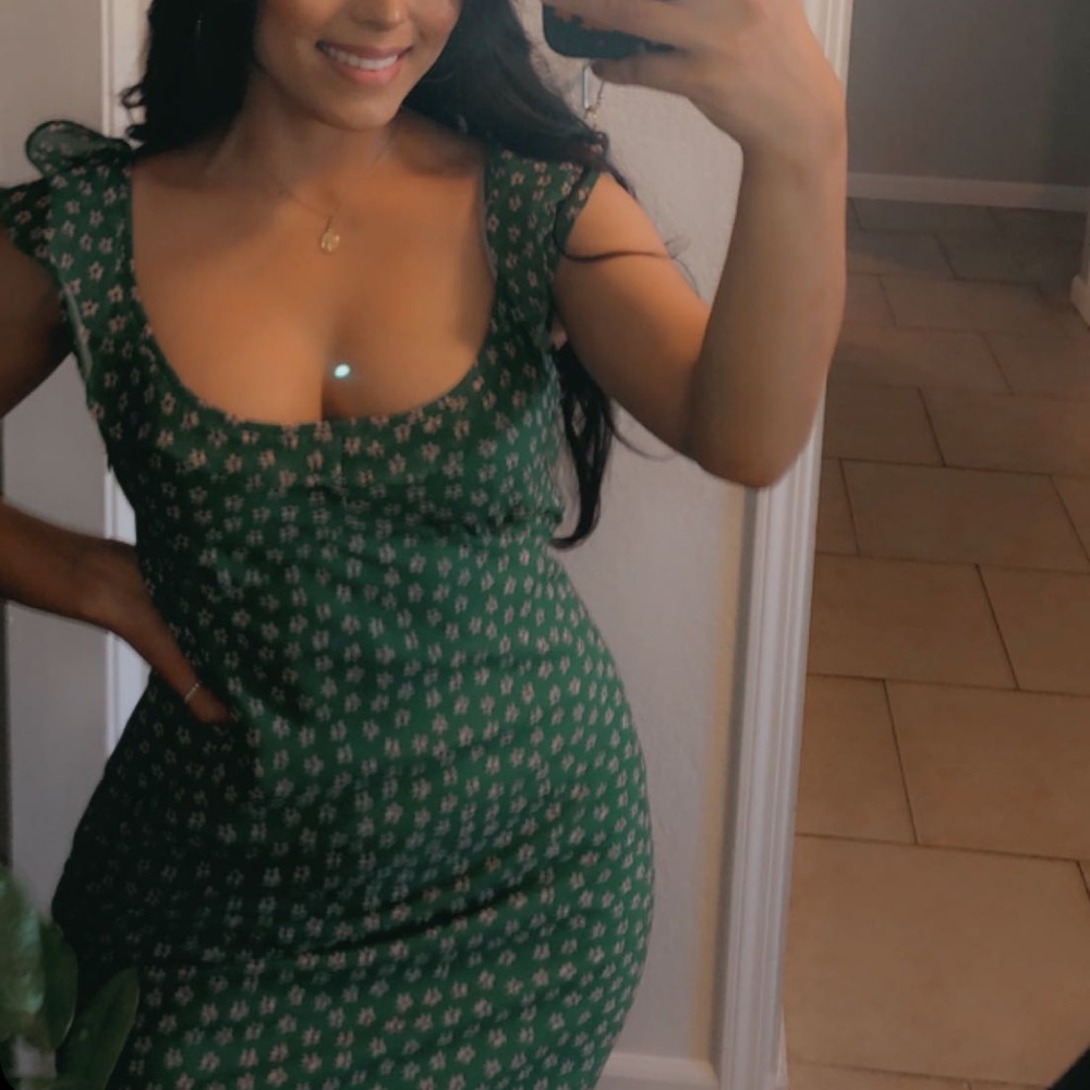Tiger Mist GREEN Floral Maxi Dress (Size: US 4)